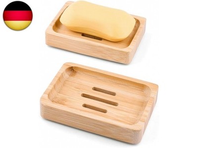 2Pcs Seifenschale aus Bambus mit Ablauf, Seifenablage für Waschbecken und 