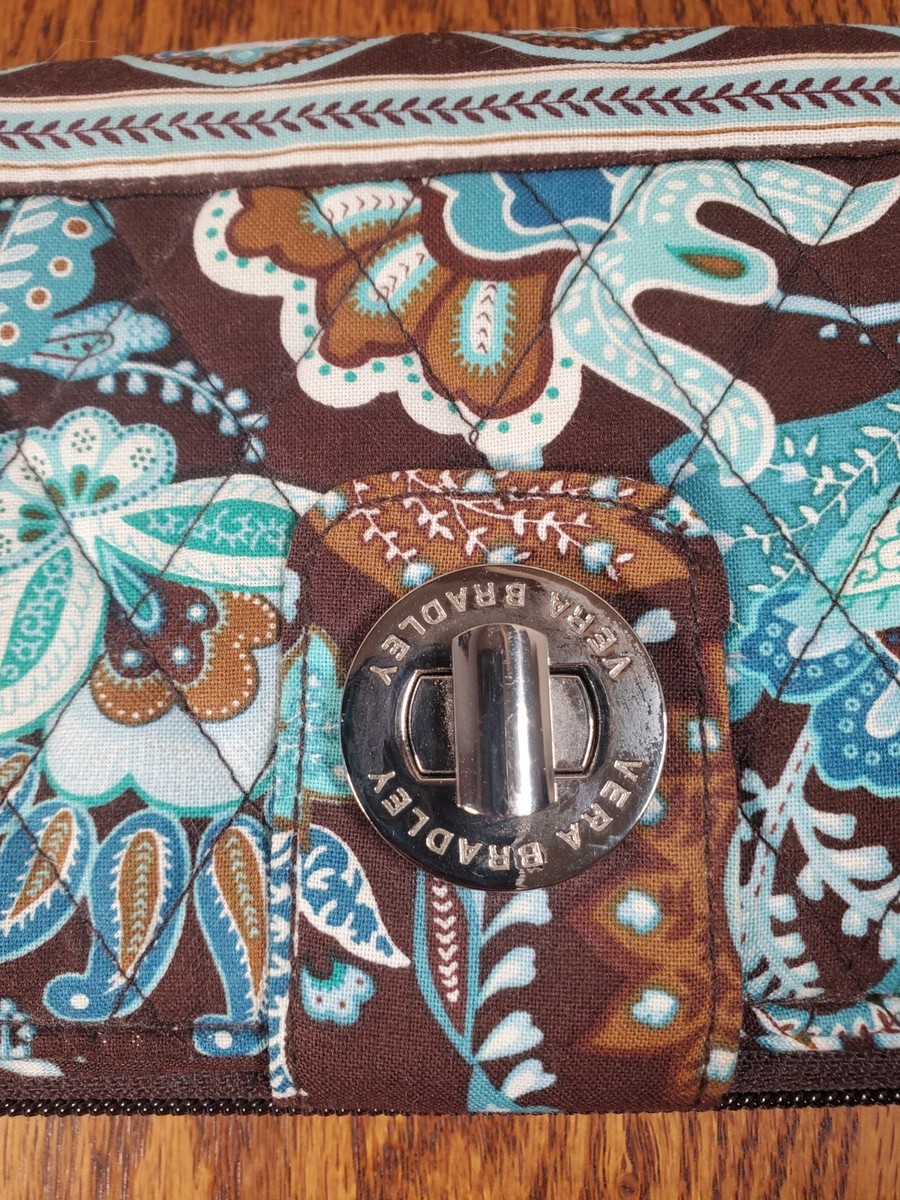 Vera Bradley Java Blue Pattern Quilted Wallet Retired Pattern Excellent Cond View 2