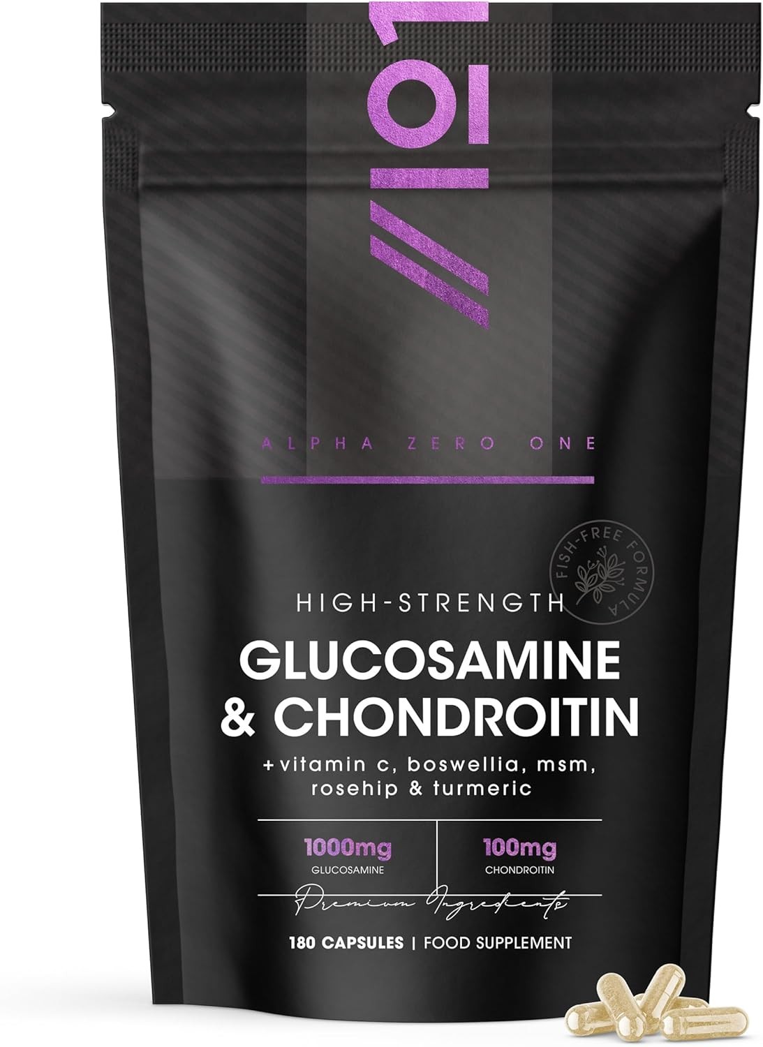 Glucosamine & Chondroitin Complex - 180 Capsules - with MSM, Boswellia, Rosehip