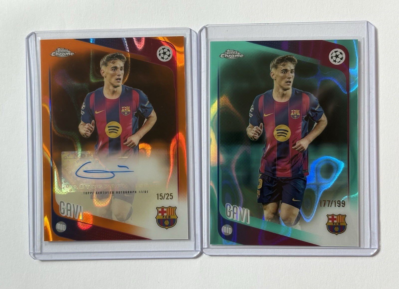 2025-26 Topps Chrome UEFA CC Gavi Auto Orange Lava /25 FC Barcelona #CA-G