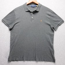 Polo Ralph Lauren Polo Shirt Mens L Gray Custom Slim Fit Cotton Logo Casual