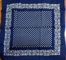 Vintage Blue And White Floral Bandana 100 Cotton Hankie Made in Germany