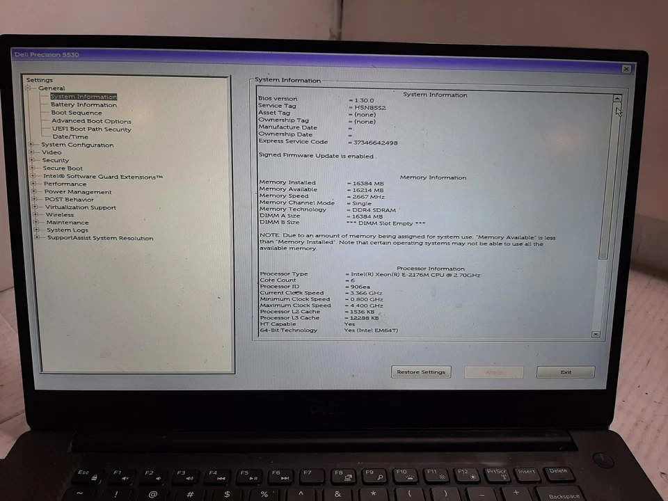 Dell Precision 5530 15.6" E-2176M 16GB RAM SIN SSD/OS/BATERÍA P1000 *LEER* #97 Foto 2 de 4
