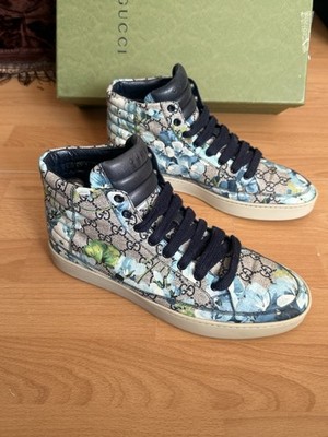 Gucci Herren Floral Leder High Top Sneaker Turnschuh UK 8, Made In Italy