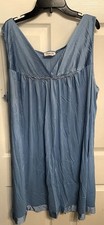 Vtg Vanity Fair Nightgown XXL 2X BLUE Nylon Silky Sissy