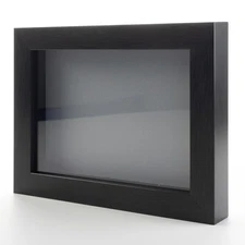 Charcoal 4x4 Wood Shadow Box With Grey Acid-Free Backing 5/8 Usable Depth