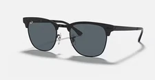 RAY-BAN CLUBMASTER METAL SUNGLASSES MATTE BLACK / DARK BLUE RB3716 186/R5 51-21
