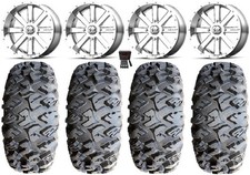 MSA Chrome Flash 18" UTV Wheels 33" MotoClaw Tires Kawasaki Teryx Mule