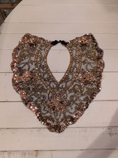 Vintage Gold Beaded  Sequin Collar V-Neck Flower's