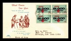 DR JIM STAMPS US COVER BLOOD DONORS FDC BLOCK OF 4 COLONIAL CACHET
