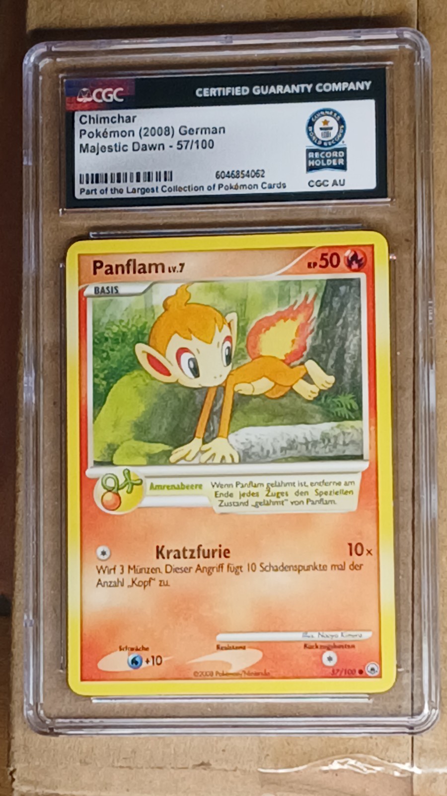 1 of 1 world record break Pokémon  Chimchar Panflam  57/100 German Graded 2008