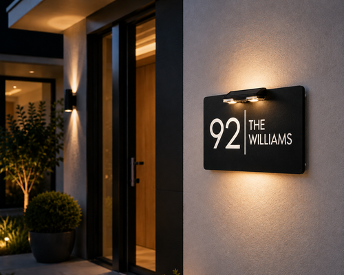 House Number Plaques Door Personalised House Signs Bright LED Solar 9 Light Mode - Picture 20 of 26