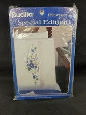 Bucilla Special Edition Blue  Violet Bouquet 64238 NIP Stamped Pillow Cases  