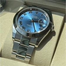 Rolex Datejust 41mm Blue Roman Dial Stainless...
