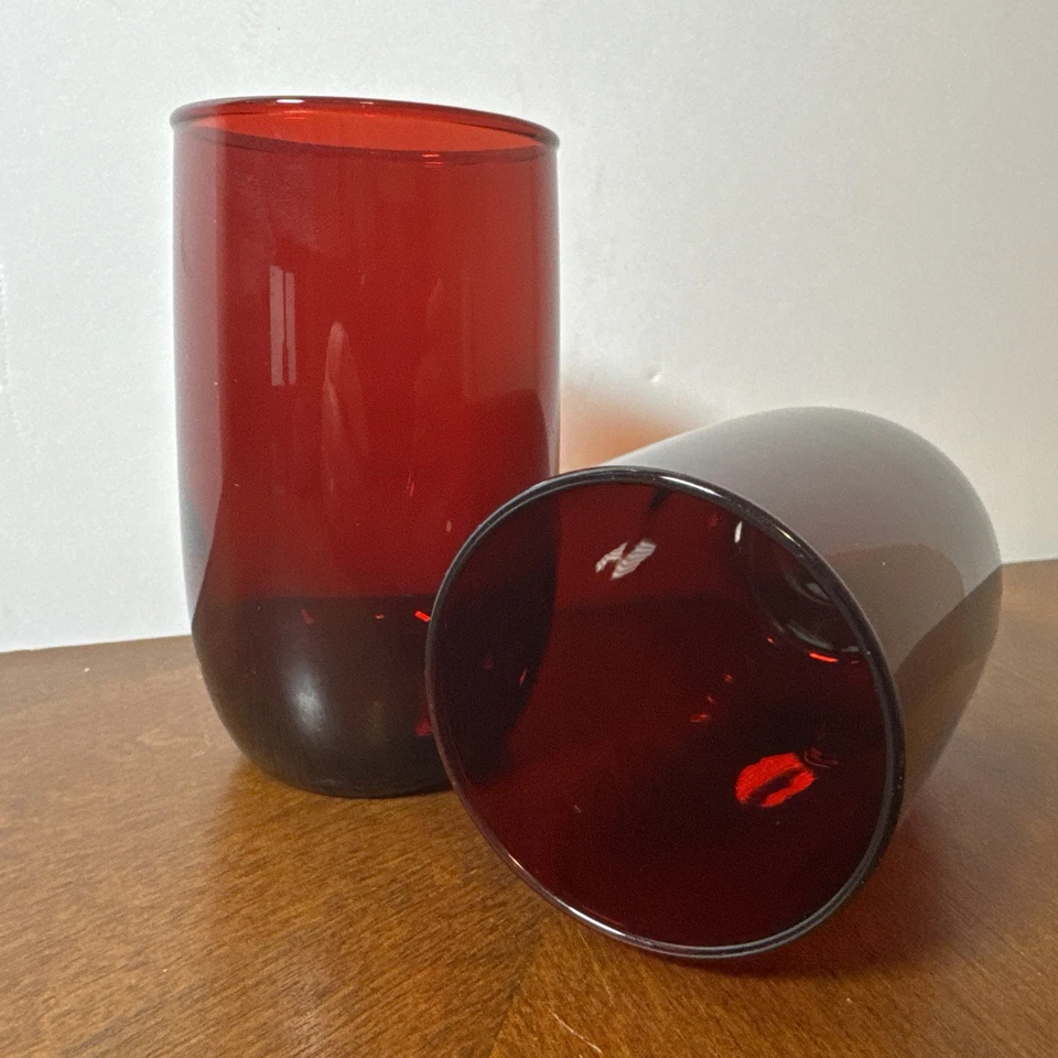 Vintage Anchor Hocking Royal Ruby Red Juice Glasses Roly Poly, 4¼" Set of 2 - Image 3 of 4