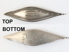 Antique Sterling Silver Tatting Shuttle Greek Key Design Webster PAG Monogram