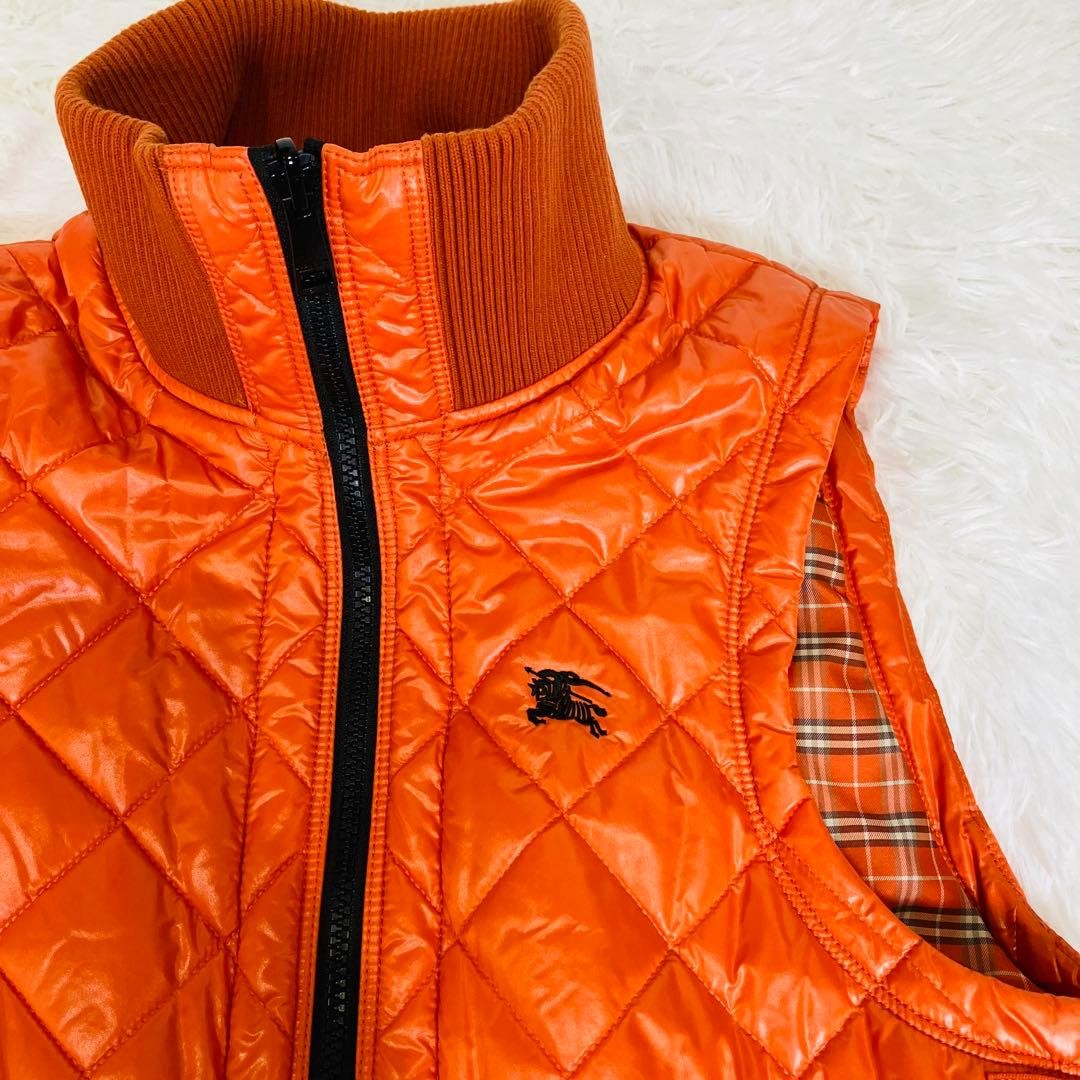 Burberry Black Label Down Jacket Nova Check Fur-Trim Orange Used thumbnail 8