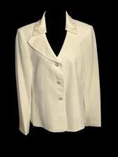 Kasper Blazer Women’s Size 14 White Jacket NWT 3 Buttons Elegant Evenings