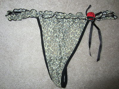 WOMEN'S SEXY CASSANDRA INTIMATES TIGER PRINT RUFFLE THONG SUPER CUTE- MEDIUM