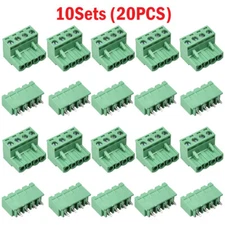 10Sets 4 Pin 5.08mm Pitch Male Female PCB Screw Terminal Block