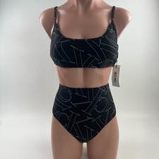 Calvin Klein Swimwear Women UPF50 Bikini Top  Bottom Set Black XS NWT
