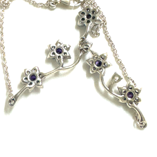 Authentic PANDORA FORGET ME NOT Purple FLOWERS Necklace 590519ACZ-45 - Picture 8 of 9