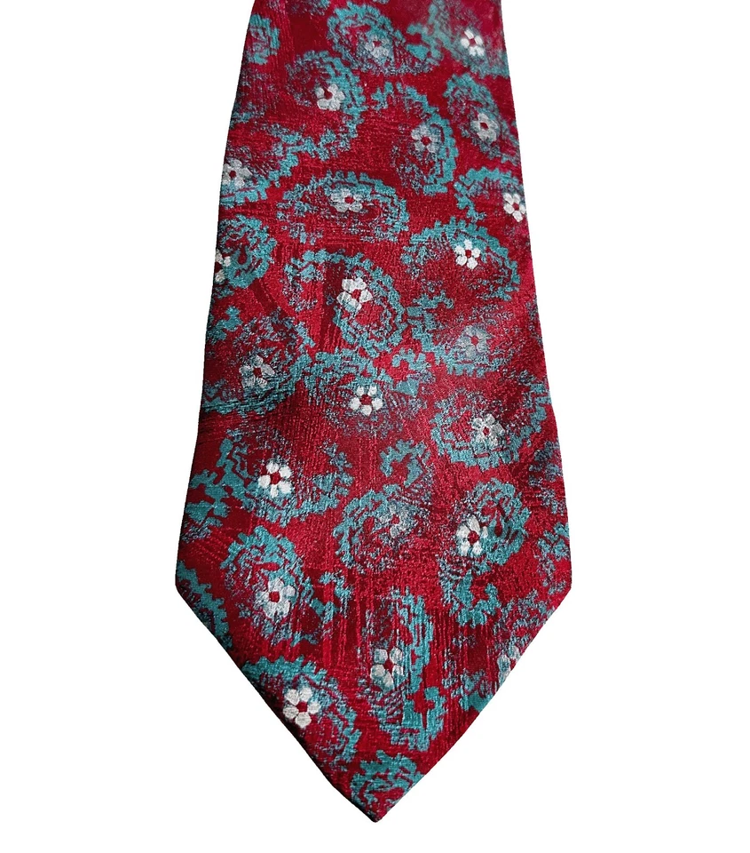 Corbatas de diseñador | Corbata de seda Christian Dior vintage borgoña cachemira | Luxury Dior Foto 2 de 4