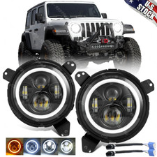 for Jeep Wrangler JL for Gladiator JT 2018-2022 Combo Black LED Halo Headlights