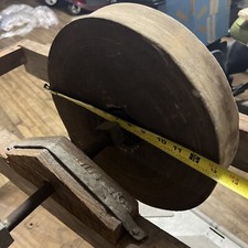  ANTIQUE OLD GRINDING WHEEL SHARPENING STONE RUSTIC PRIMITIVE 13.25  - w/Stand