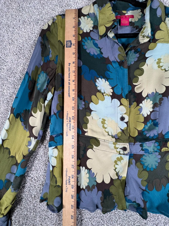 Sunny Leigh Blouse Large Silk Vintage 70s Flower Power Boho Chic Groovy Classy - Image 4 of 4