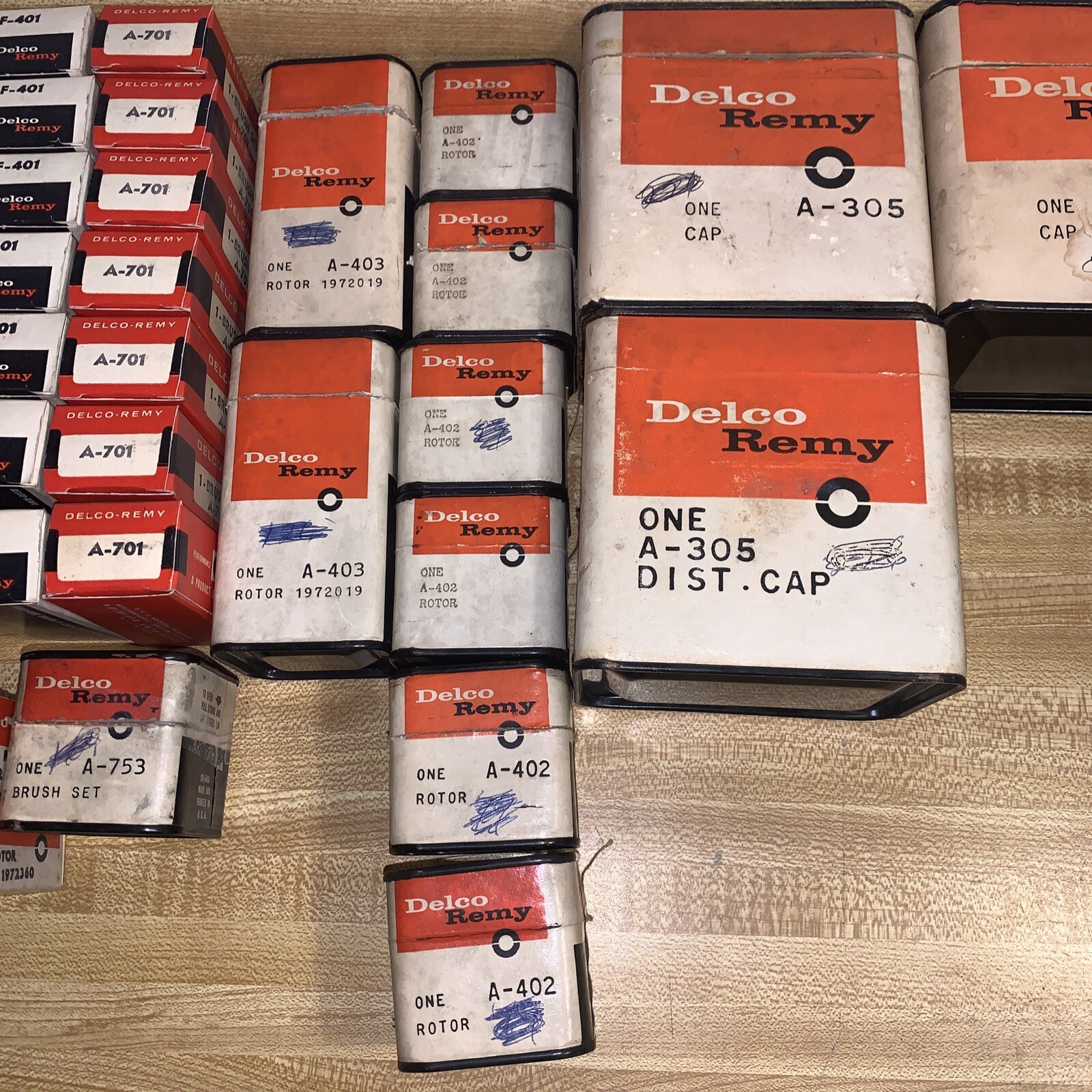 Vintage Delco Remy NOS Ignition Parts Caps Rotors Brush Sets NIB Lot Of