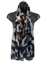Attitudes by Renee Pleated Printed Scarf Black Floral