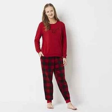 NORTH POLE TRADING CO SECRET ELF CHRISTMAS PAJAMAS Women's Size XL Red/Black