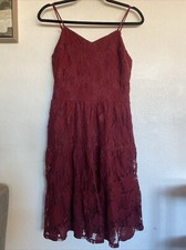 Monteau Dress Womens Red Mini Lace Skater Y2K Burgundy Sexy Sz M Christmas