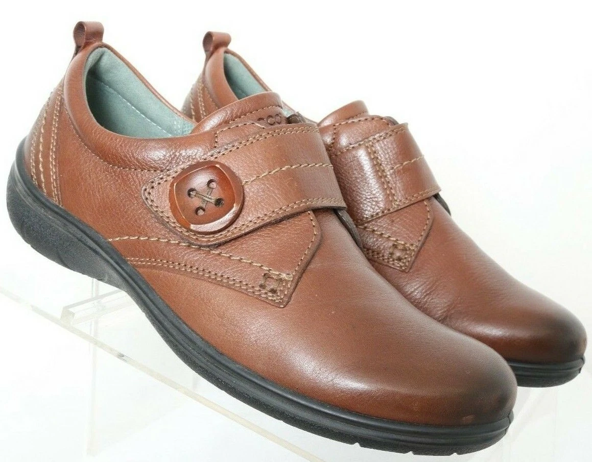 Scarpe Oxford da passeggio casual ECCO Shore marrone con bottoni cinturino mocassino 37 donna 6 5