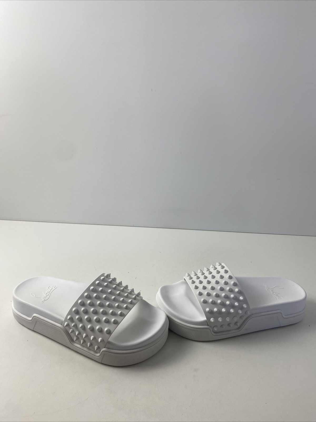 pool fun spiked leather slides