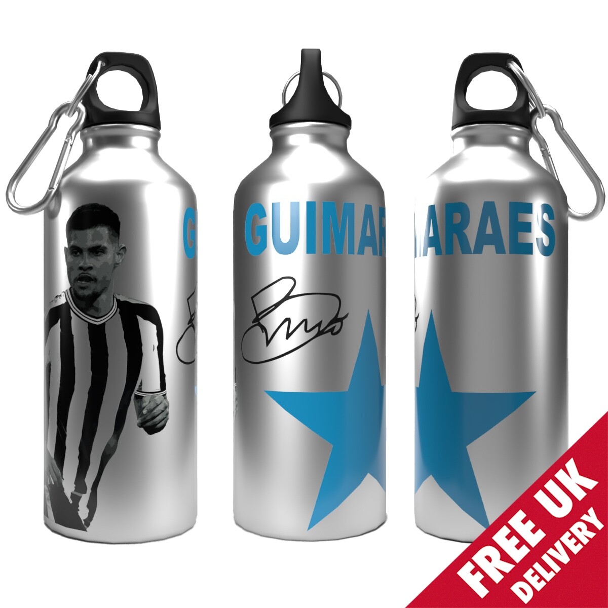 Newcastle Water Bottle Guimaraes 750ml 2-Lid Aluminium Silver