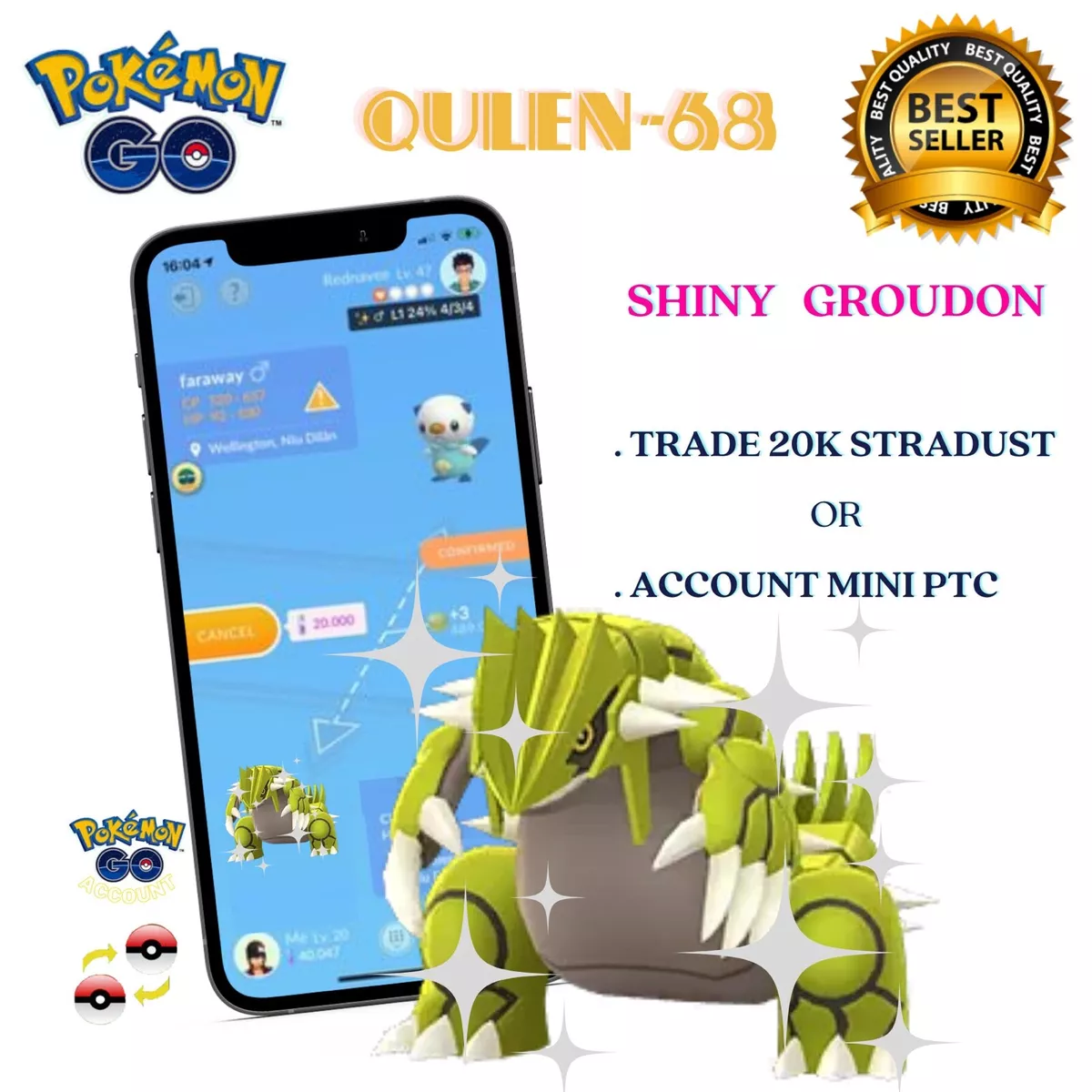 Pokemon Go - Shiny Groudon for Sale to Trade