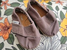 Toms Fall Taupe Brown Hippie Canvas Slip on Casual Shoes Infant Baby Size T4 GUC