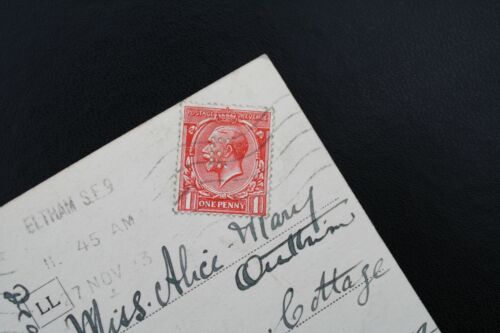'E' PERFIN on stamp Eltham 1923 postmark on a Flower postcard to Jubilee Cottage - Picture 1 of 3