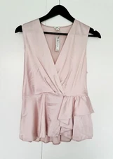 RIVER ISLAND Pink Satin Strappy Vest Top Party Size 12UK RRP £30
