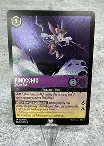 Disney Lorcana: Rise of the Floodborn Pinocchio On the Run 57/204 COLD FOIL NM