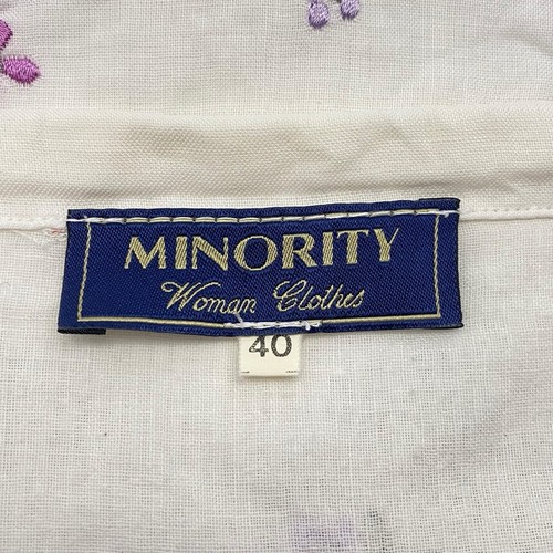 Embroidered Flowers Skirt Knee Length MINORITY Women Sz 40 White Ruffles 66-17 - Picture 4 of 8