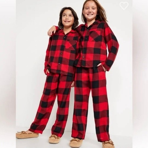 (SET OF 2) Old Navy Unisex Kids Pajamas Red Buffalo Black Buffalo Plaid XS 5T - Picture 4 of 10