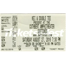 DEFTONES Concert Ticket Stub EUGENE OR 8/27/16 CUTHBERT AMPHITHEATER GORE TOUR