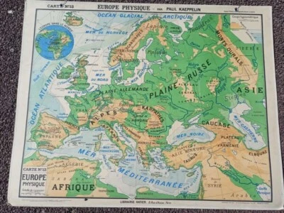 Carte scolaire "l'EUROPE " géographie voyage vacances 120 x100 cm Hatier an 60 - Photo 1/4