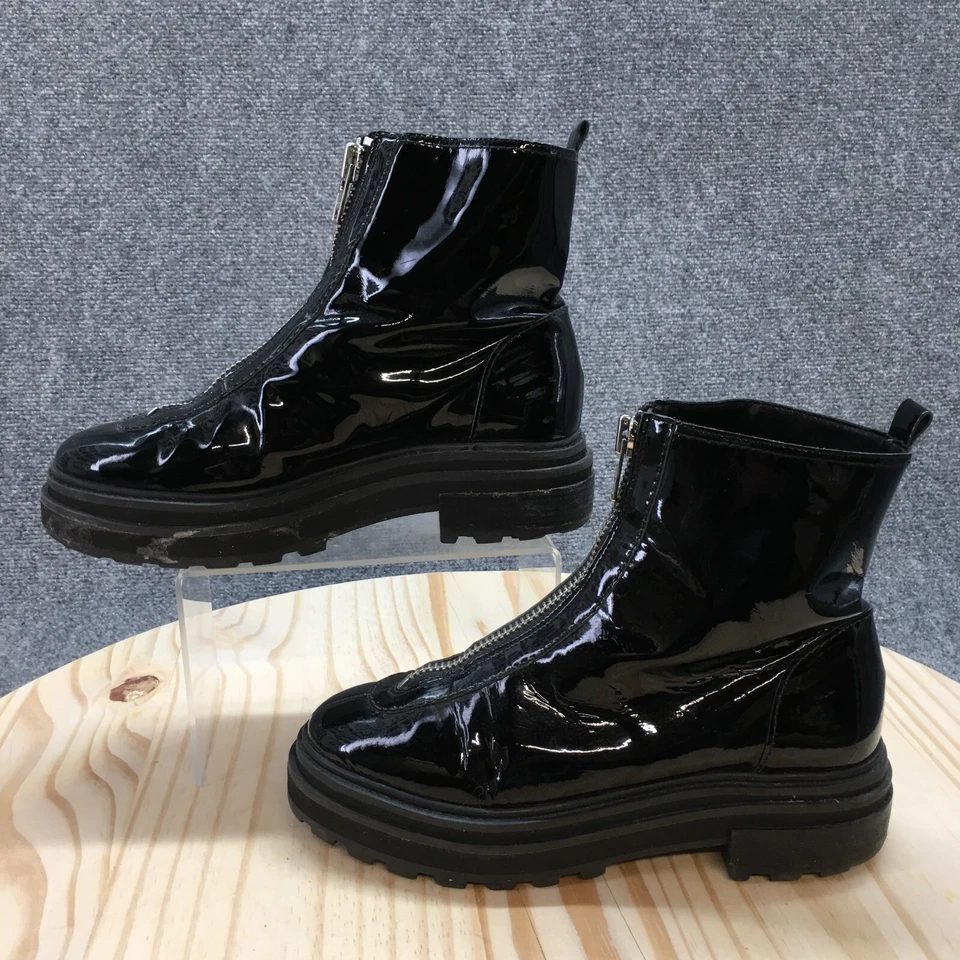 Botas de combate Schutz para mujer 7.5B negras Maryele cremallera frontal informales charol Foto 2 de 4