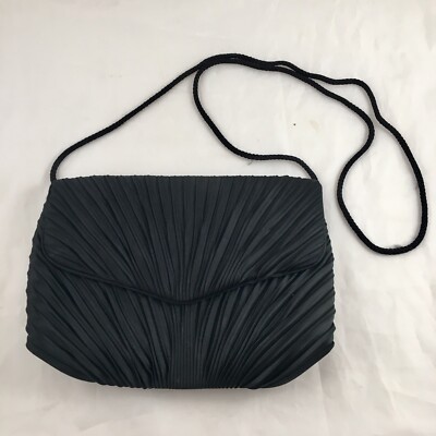 Vintage Elegant Black Nylon Evening Bag by Bueno W/Long Strap