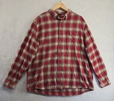 Eddie Bauer Brushed Cotton Plaid Flannel Shirt Mens XXLT Button Up Heavyweight