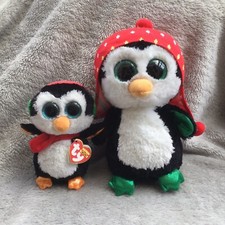 2 X TY Beanie Boo Penguin 2015 10" Freeze & 6" North New Other (see Des)